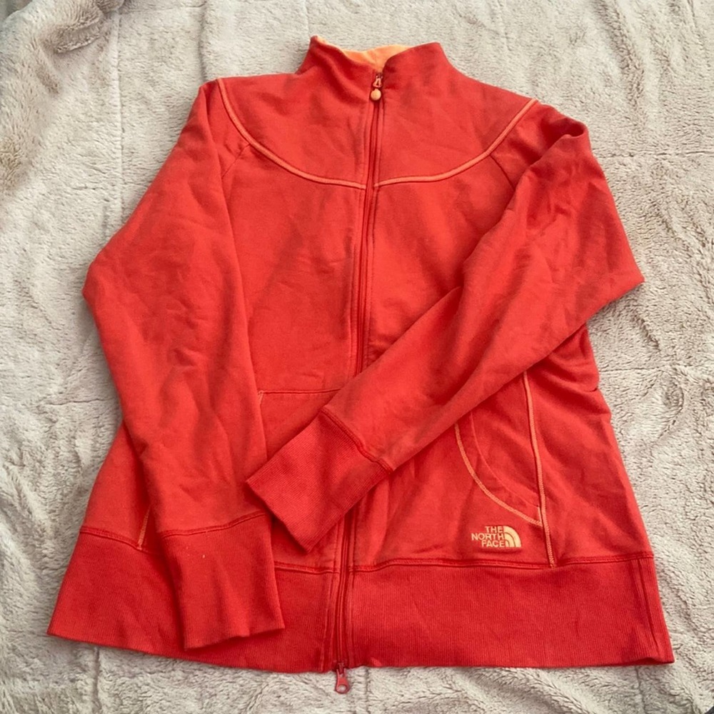 The north face lightweight cotton zip up jacket women's size, large color orange